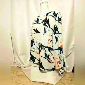 Chaus Womens "Fanciful Tropics-Marine Salt" Green V-Neck Blouse Size Small NWT